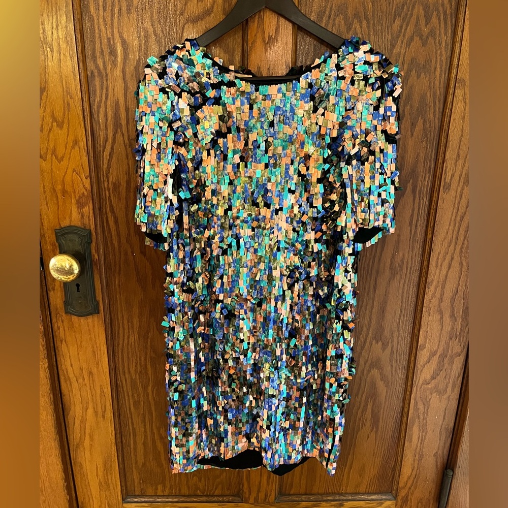 Vintage Matthew Williamson Sequin Dress US 4 Short Sleeve EUC